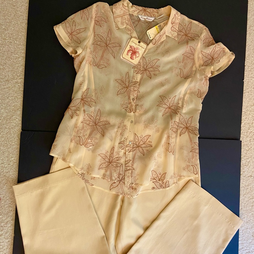 NWT Tommy Bahama Silk Shirt & Silk Cropped Pants